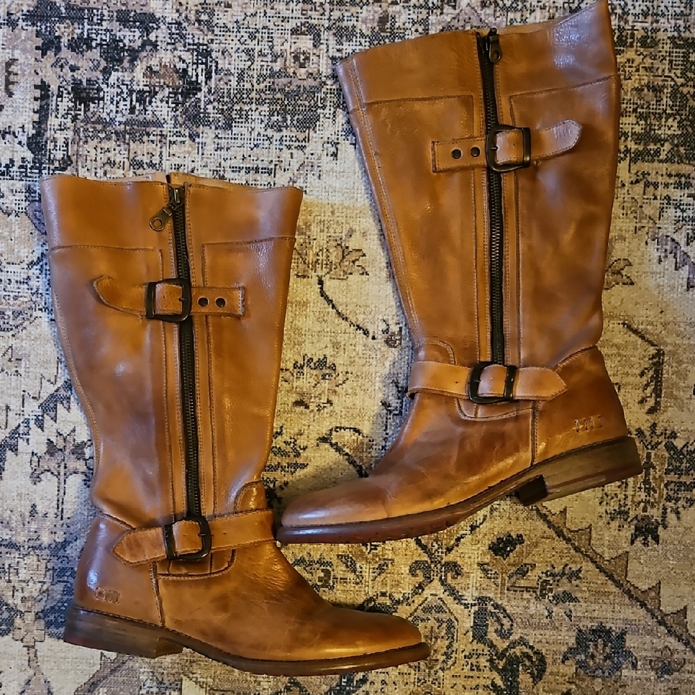 BED|STU Tan Leather Moto Boots